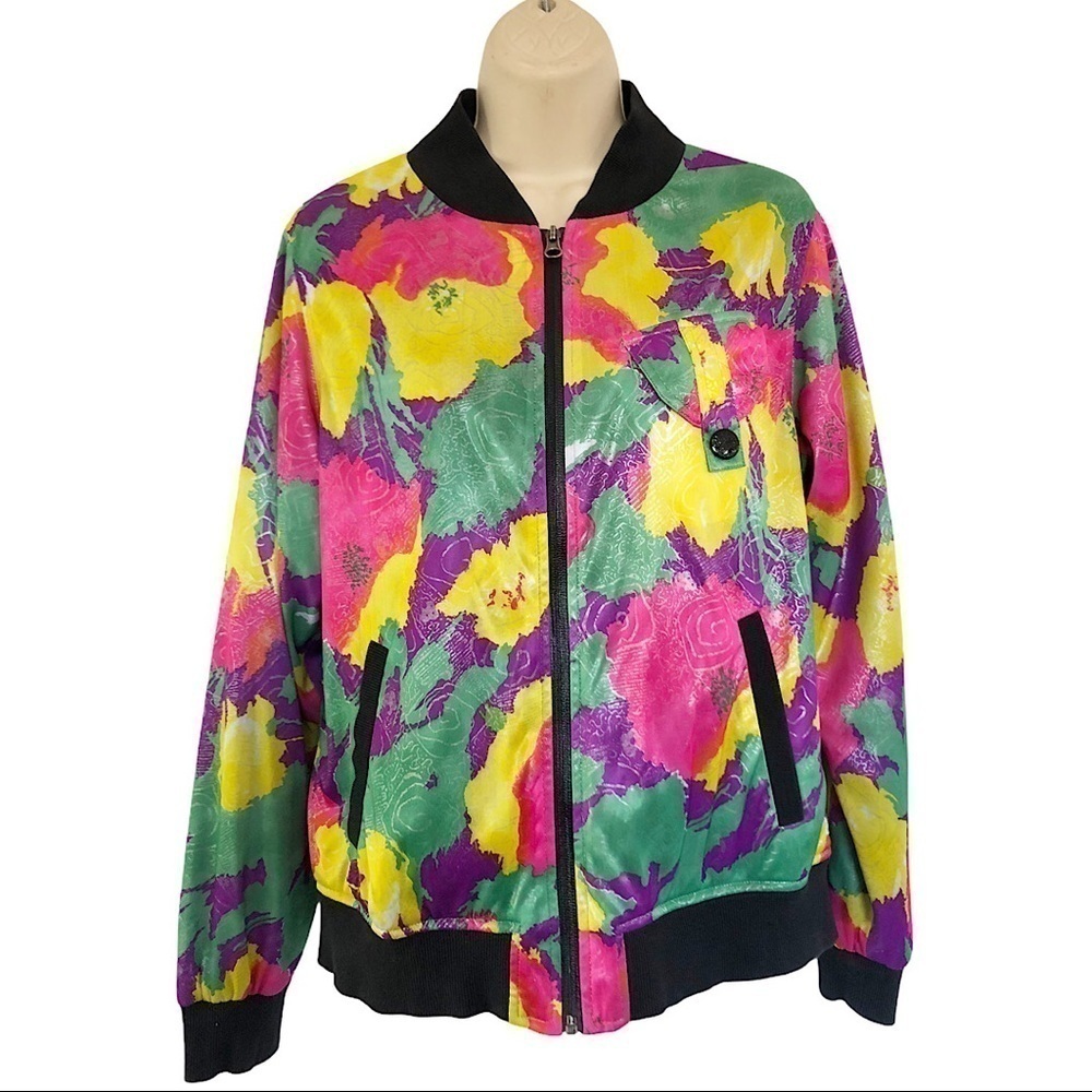 Hellz Bellz Vtg 90’s Bomber Jacket Silky Floral